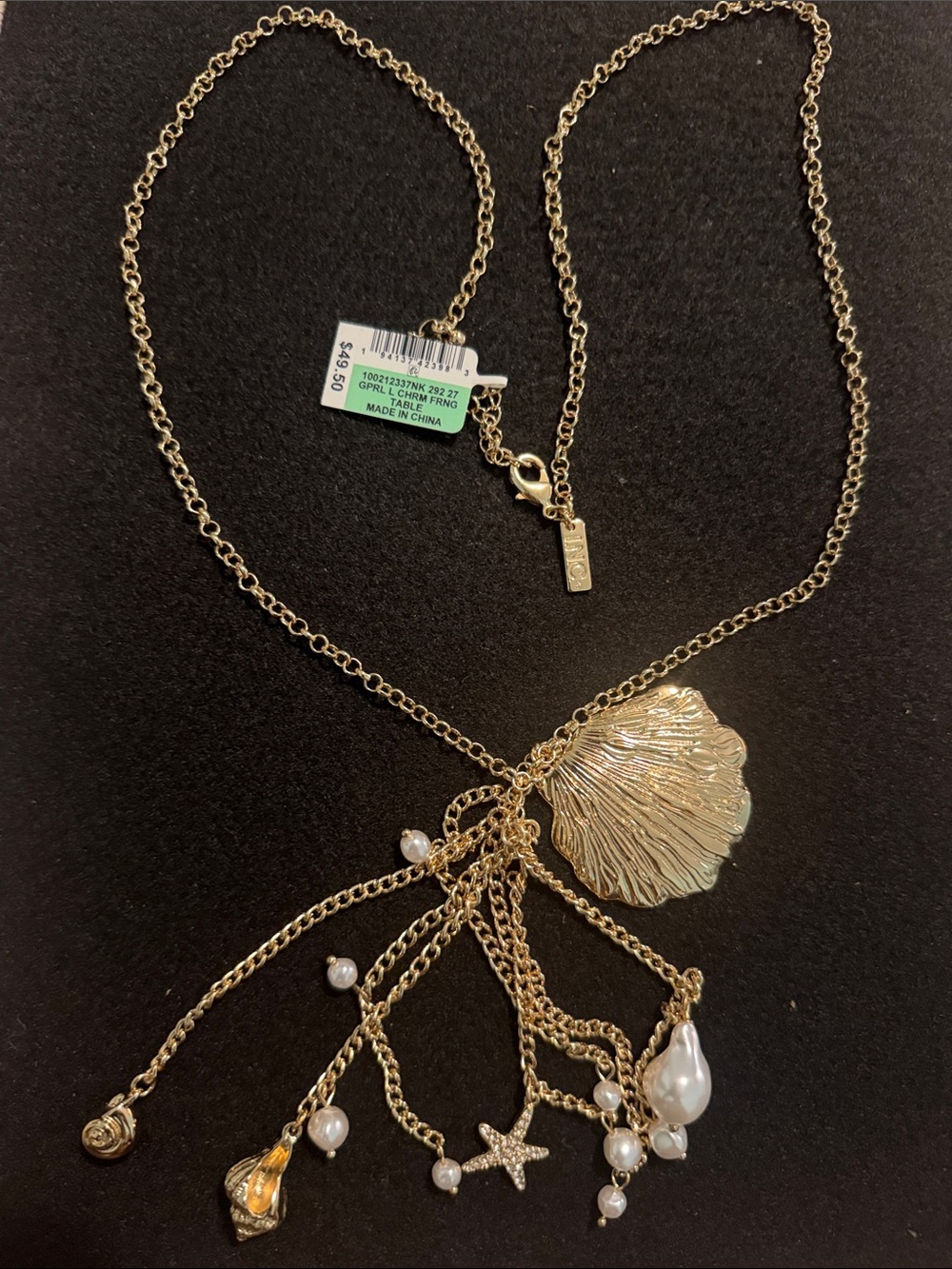 Gold Shell & Pearl Charm Necklace - Women Jewelry